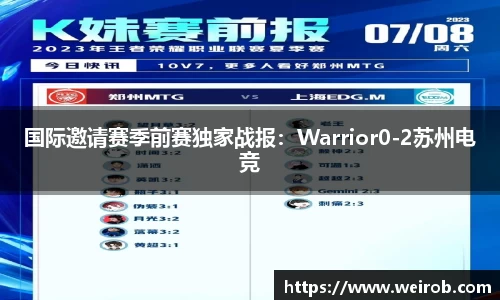 国际邀请赛季前赛独家战报：Warrior0-2苏州电竞